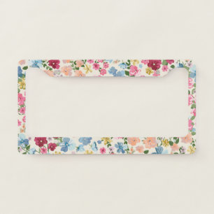 Midsummer meadow, blooming plant pattern. license plate frame