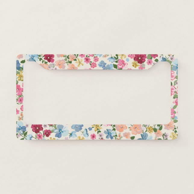 Midsummer meadow, blooming plant pattern. license plate frame (Front)