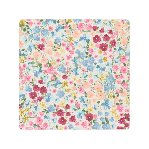 Midsummer meadow, blooming plant pattern. metal print