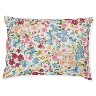 Midsummer meadow, blooming plant pattern. pet bed