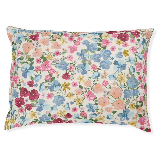 Midsummer meadow, blooming plant pattern. pet bed (Front)