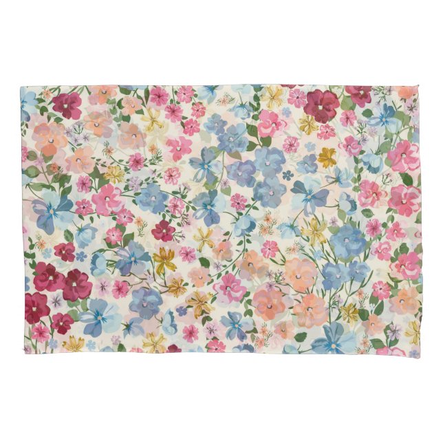 Midsummer meadow, blooming plant pattern. pillow case (Front)