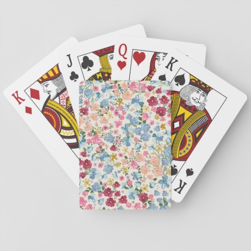 Midsummer meadow blooming plant pattern playing cards