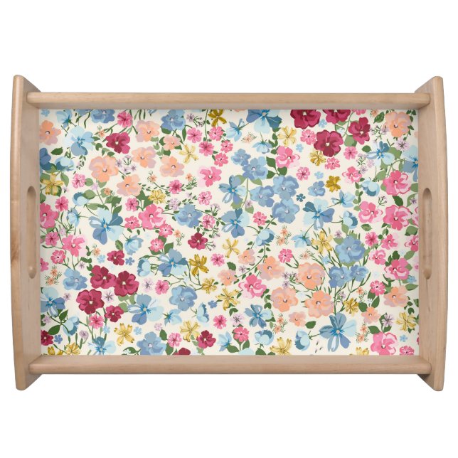 Midsummer meadow, blooming plant pattern. serving tray (Front)
