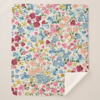 Midsummer meadow, blooming plant pattern. sherpa blanket