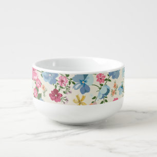 Midsummer meadow, blooming plant pattern. soup mug