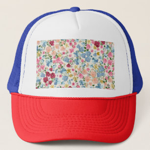Midsummer meadow, blooming plant pattern. trucker hat