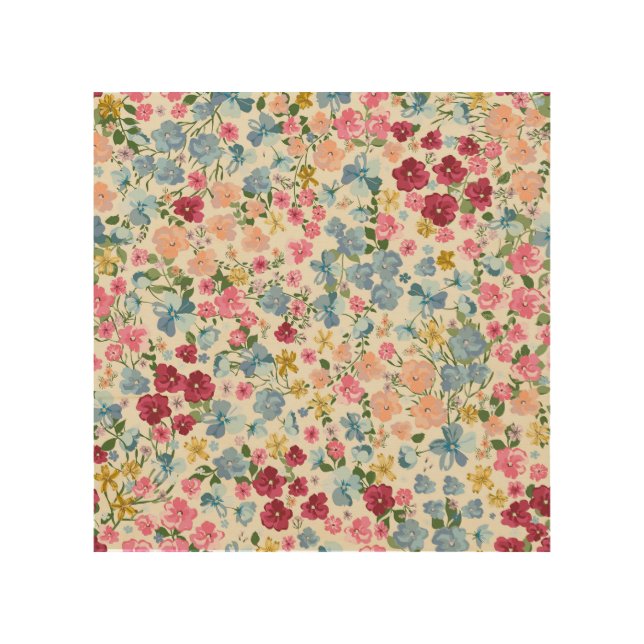 Midsummer meadow, blooming plant pattern. wood wall art (Front)