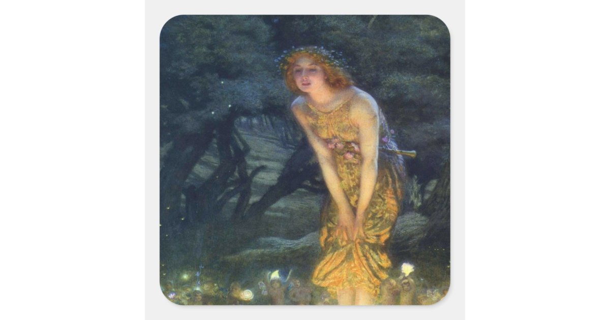 Midsummer Night Fairy Dance Square Sticker Zazzle Com