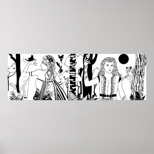 Midsummer Nights Dream BW 36 x 12 Poster