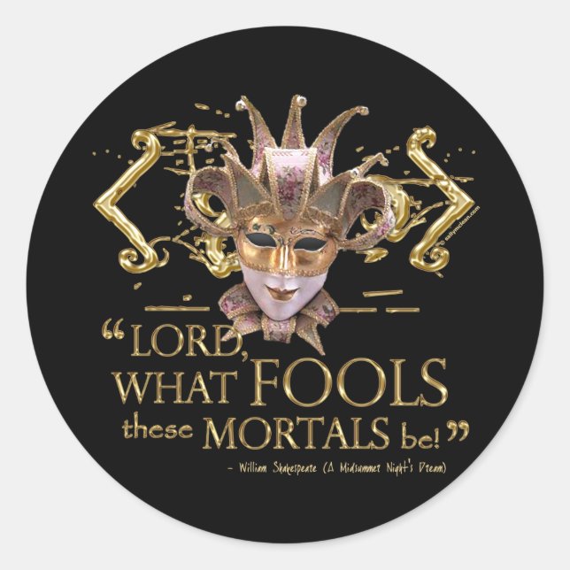 Midsummer Night's Dream Quote (Gold Version) Classic Round Sticker (Front)