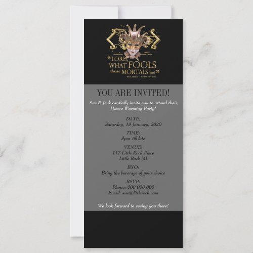Midsummer Night's Dream Quote (Gold Version) Custom Invite