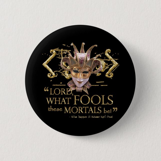 Midsummer Night's Dream Quote (Gold Version) Pinback Button (Front)
