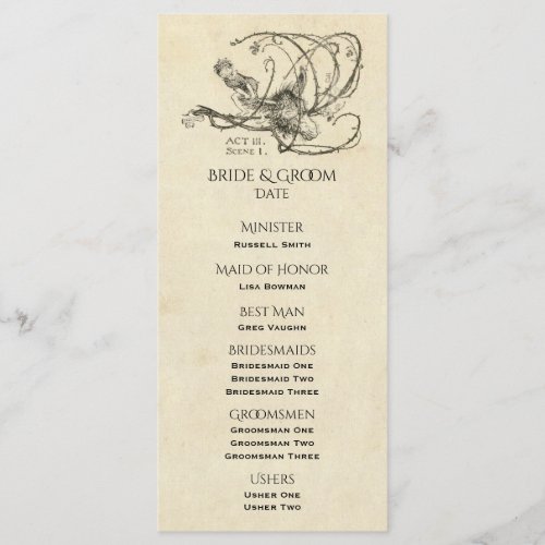 Midsummer Nights Dream Wedding Program