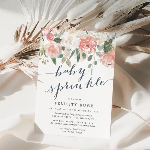 Midsummer  Pastel Watercolor Floral Baby Sprinkle Invitation
