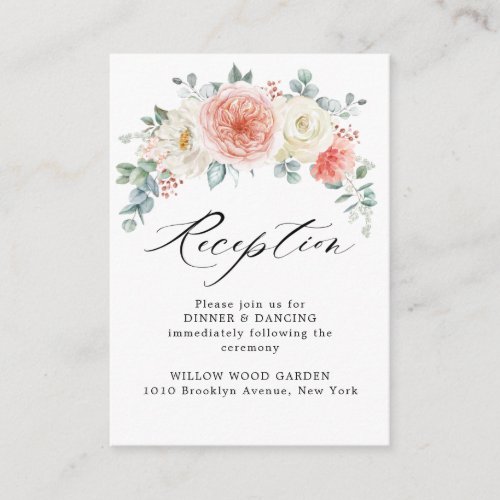 Midsummer Peach Pastel Floral Wedding Reception Enclosure Card