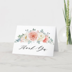 Midsummer Peach Pastel Pink Floral Bridal Shower Thank You Card