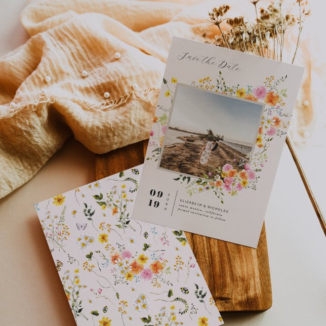 Midsummer | Romantic Autumn Florals Photo Save The Date (Creator Uploaded)
