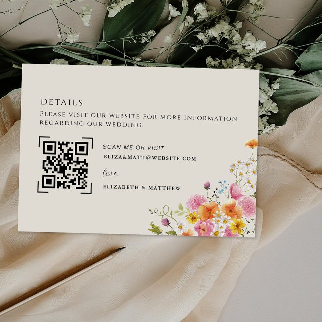 Midsummer | Romantic Autumn Florals Wedding QR  Enclosure Card (Creator Uploaded)