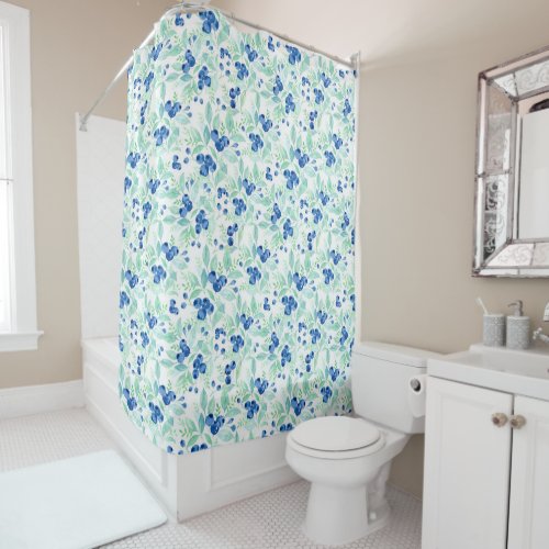 Midsummer Rustic  Blueberry Berry Summer Pattern 1 Shower Curtain