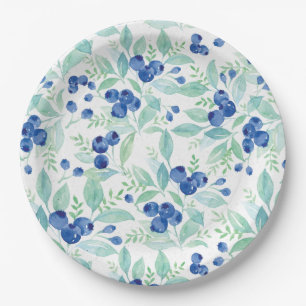 Midsummer Rustic Blueberry Berry Summer  Pattern Paper Plates
