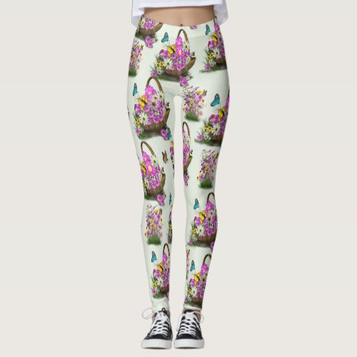 Midsummer Spring Festival Flowers Leggings