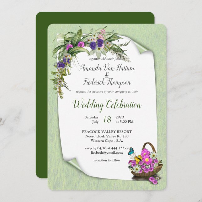 Midsummer Spring flower Invitation (Front/Back)