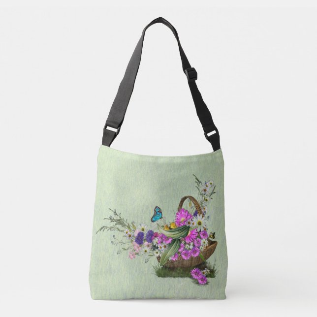 Midsummer Spring Flowers Crossbody Bag (Front)
