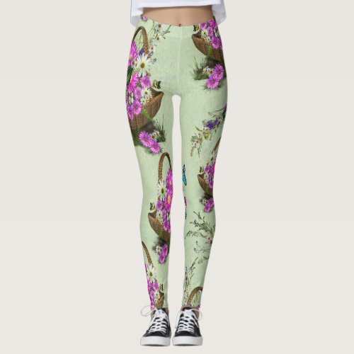 Midsummer Spring Flowers Leggings