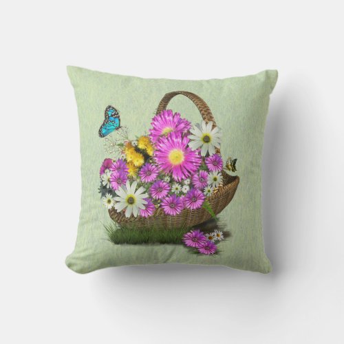 Midsummer Spring Flowers Throw Pillow