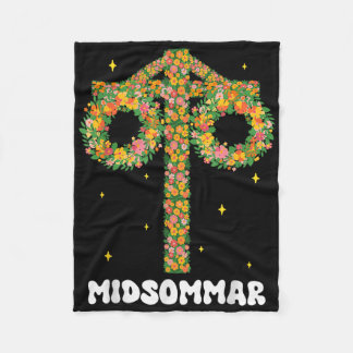 Midsummer Summer Solstice Maypole Midsommar Sweden Fleece Blanket