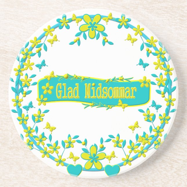 Midsummer symbol sweden sandstone coaster (Front)