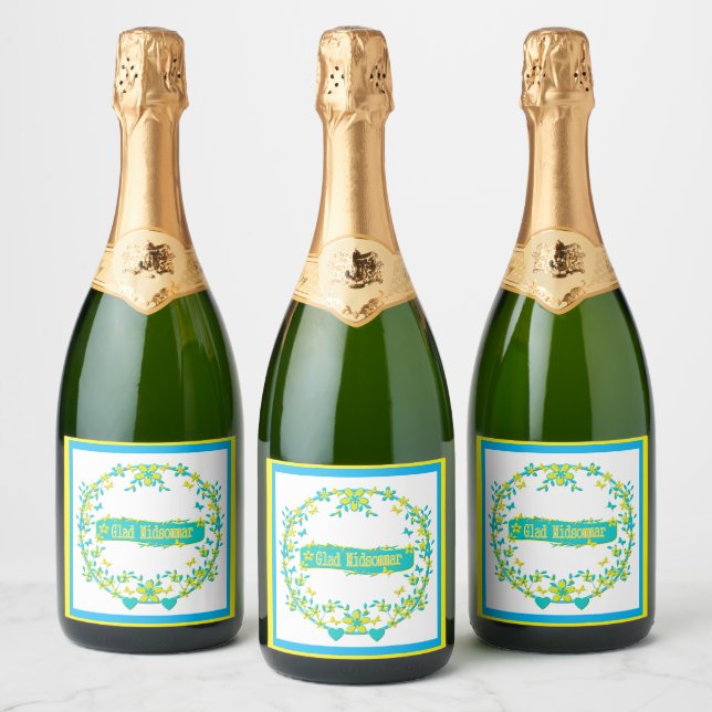 Midsummer symbol sweden  sparkling wine label (Bottles)