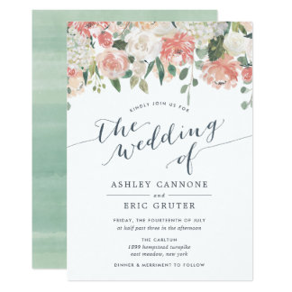 Watercolor Wedding Invitations Announcements Zazzle Midsummer Watercolor Fl Wedding Invitation