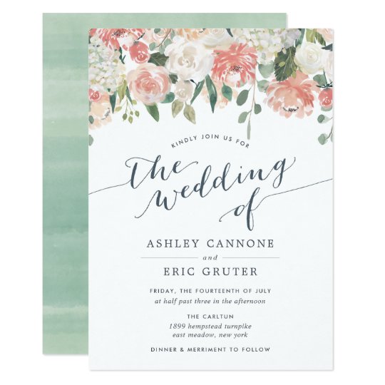 Midsummer Watercolor Floral Wedding Invitation Zazzle Com