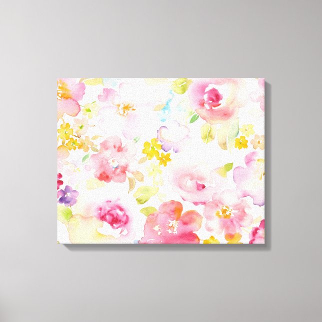 Midsummer | Watercolor Pink Floral Canvas Print (Front)