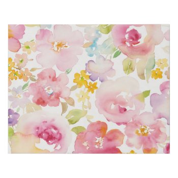 Midsummer | Watercolor Pink Floral Faux Canvas Print by wildapple at Zazzle