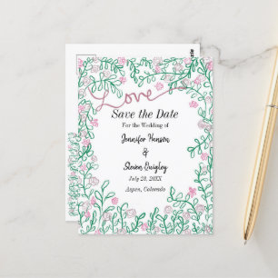 MidSummer Wedding Save The Date Floral Postcard