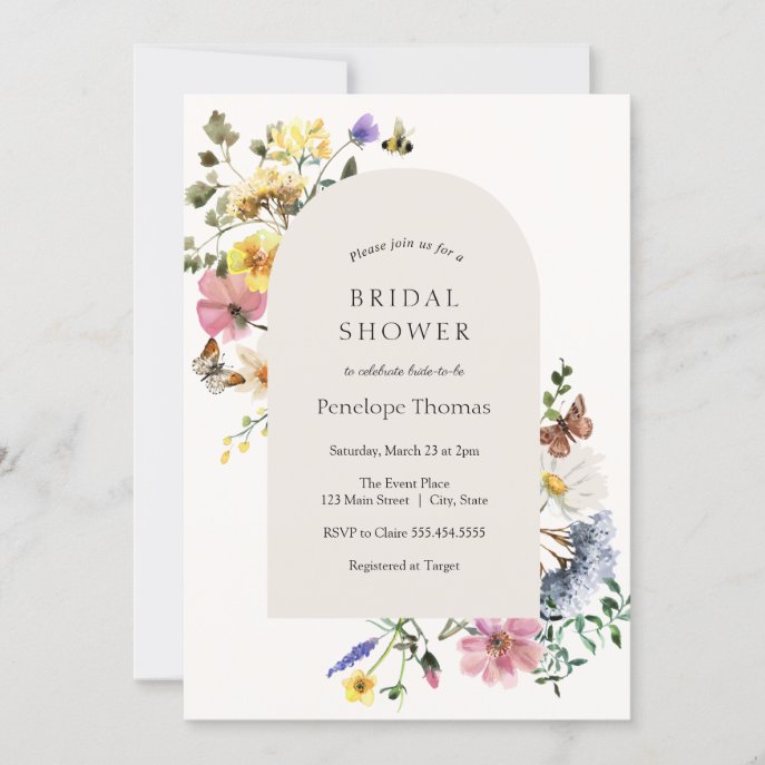 MidSummer Wildflowers Bridal Shower Arch Invitation