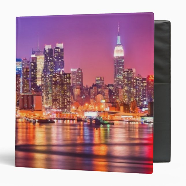 Midtown Manhattan at night with Empire Stae 3 Ring Binder (Front/Inside)