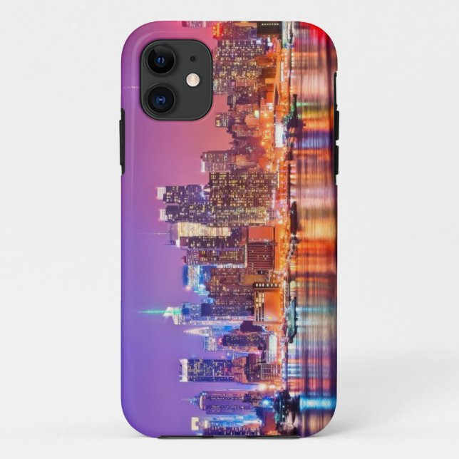 Midtown Manhattan at night with Empire Stae Case-Mate iPhone Case (Back)