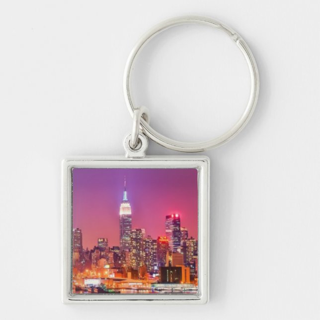 Midtown Manhattan at night with Empire Stae Keychain (Front)