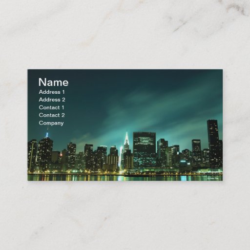 Customizable Midtown Manhattan skyline at Night Lights, NYC Business Card