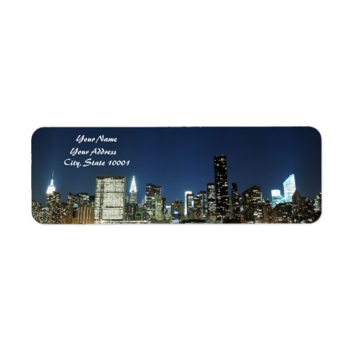 Midtown Manhattan skyline at Night Lights NYC Label