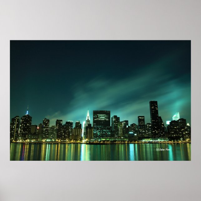 Midtown Manhattan skyline at Night Lights, NYC Poster (Front)
