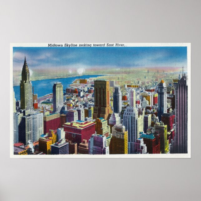 Midtown Skyline View towards East River Poster (Front)