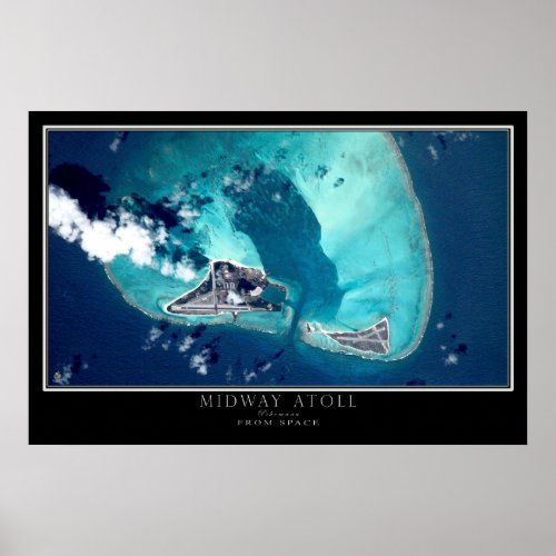 Midway Atoll Satellite Poster Map