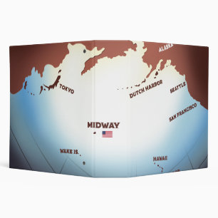 Midway Island vintage style WW2 map 3 Ring Binder