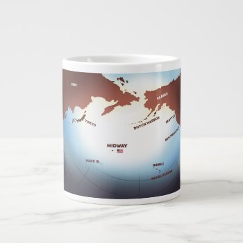 Midway Island Vintage Style Ww2 Map Giant Coffee Mug by bartonleclaydesign at Zazzle