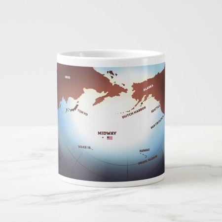 Midway Island Vintage Style Ww2 Map Giant Coffee Mug